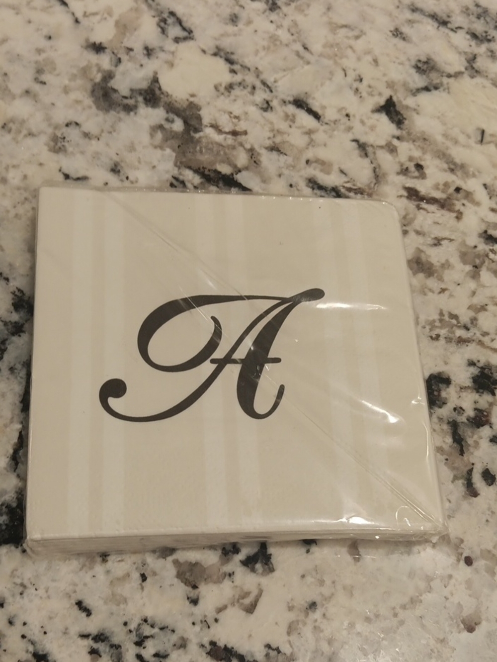 Monogram 'A' Decorative Napkins - Cream and Black
